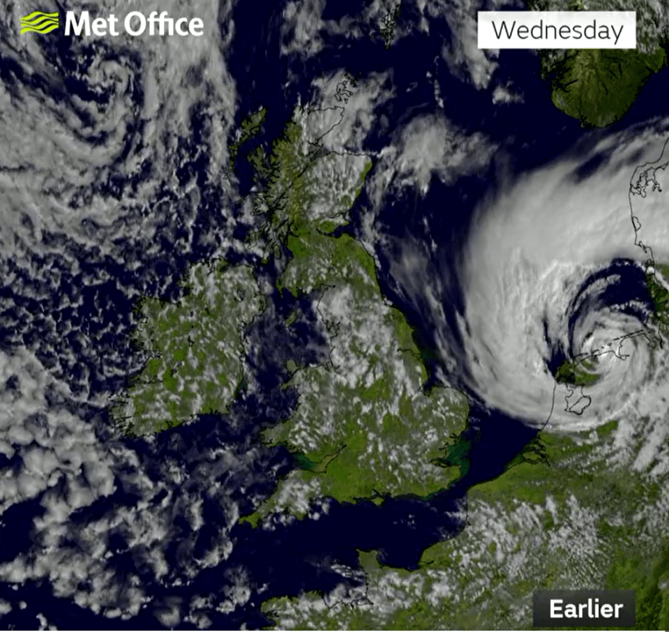 Gusts of up to 92mph are swirling off the coast of the UK as Storm Poly hits the Netherlands