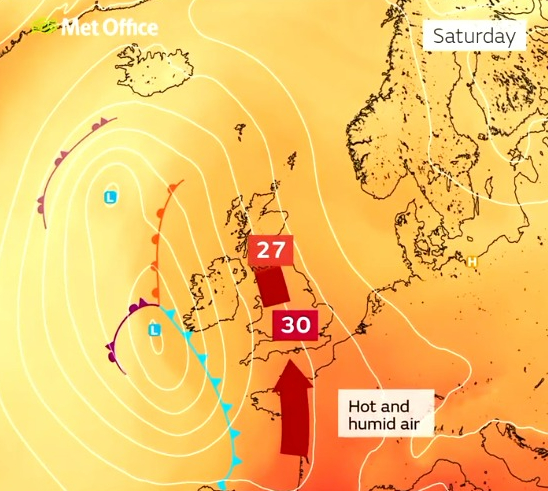 Warmer temperatures of 30C are forecast this Saturday