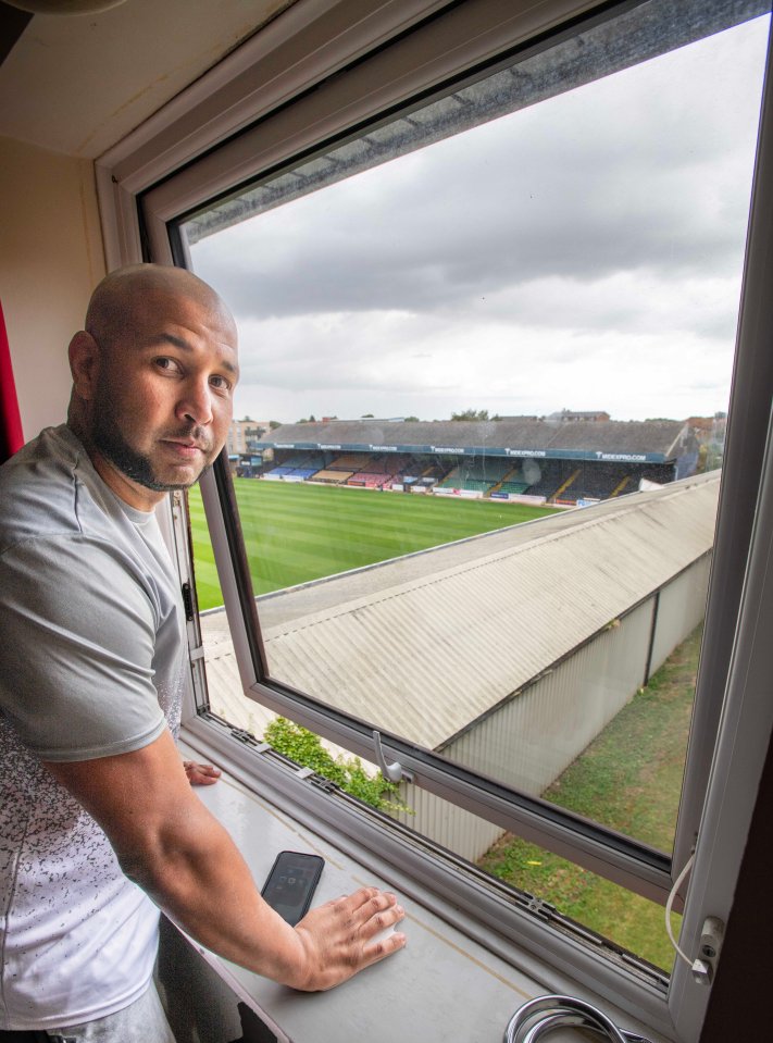 Tyrone Buckingham's home backs on to Southend United's stadium