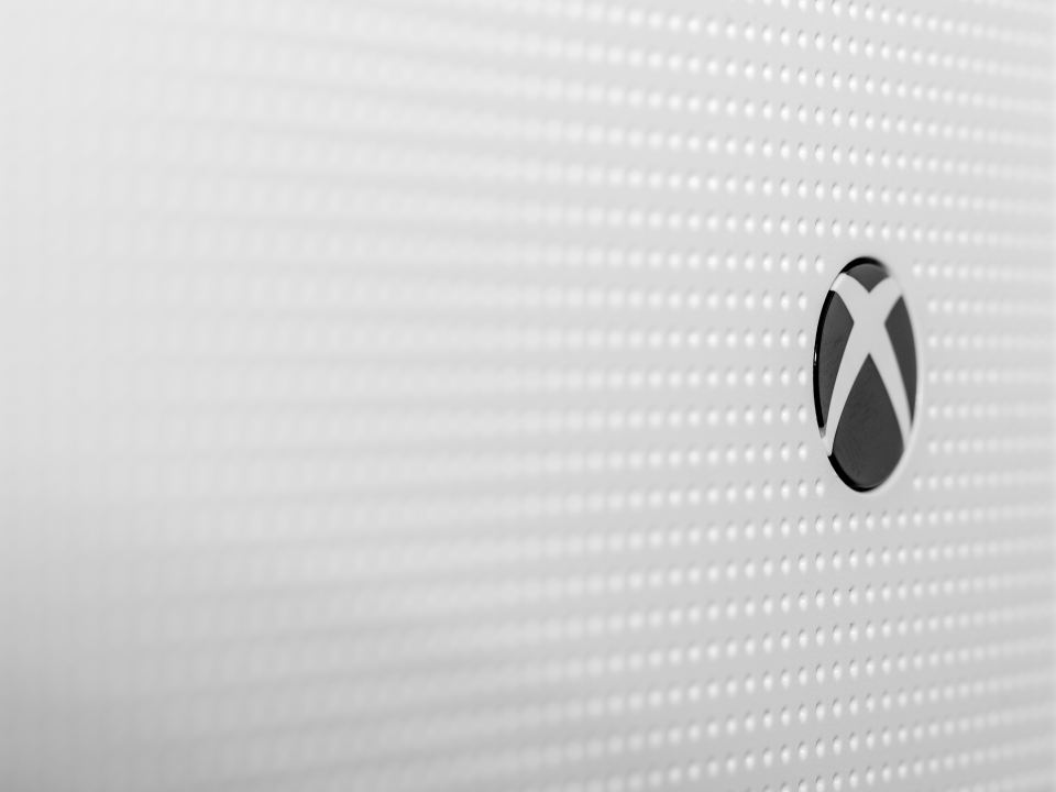 Xbox logo on a white console.