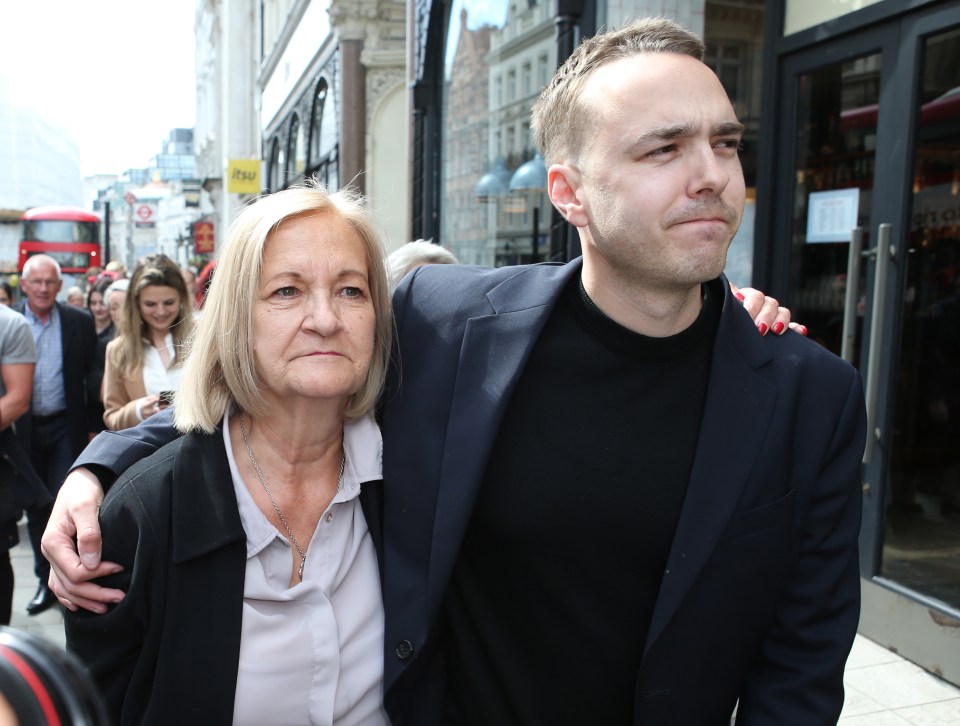 Sally is seen leaving the Old Bailey, supported by son David in 2019