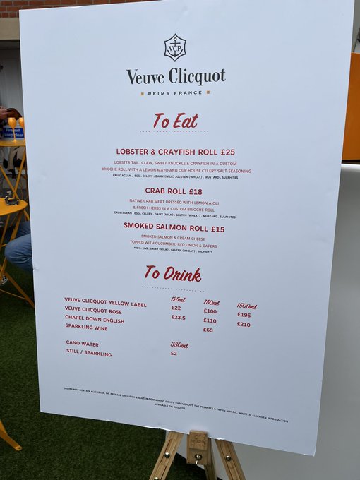 Food and drink prices at The Oval have been revealed