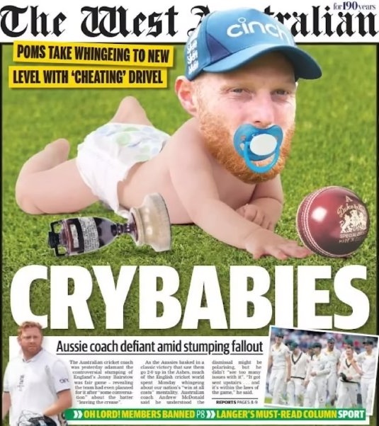 The West Australian mocked Ben Stokes up as a baby