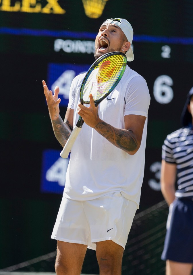 Nick Kyrgios complained to the umpire that a “drunk” woman had been talking to him during points