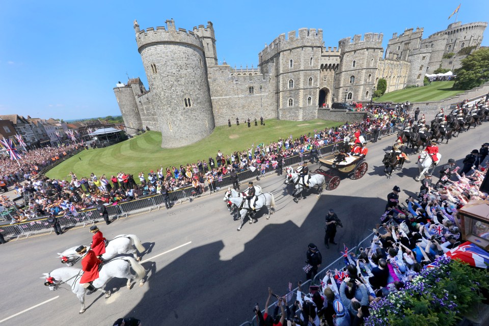 A picture taken from Peter's window five years ago, during the wedding of Prince Harry and Meghan Markle (seen in the carriage)