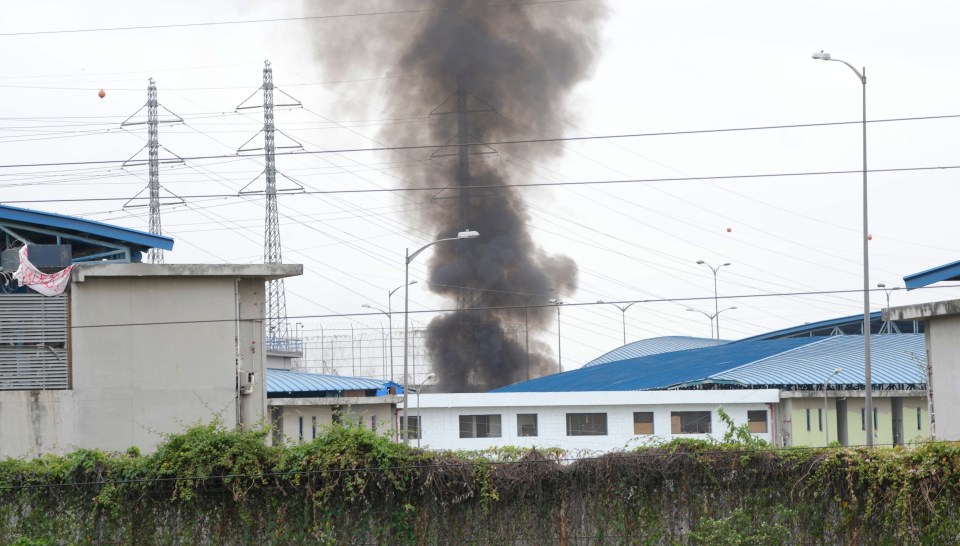 Smoke rises from a prison in Ecuador amid a riot