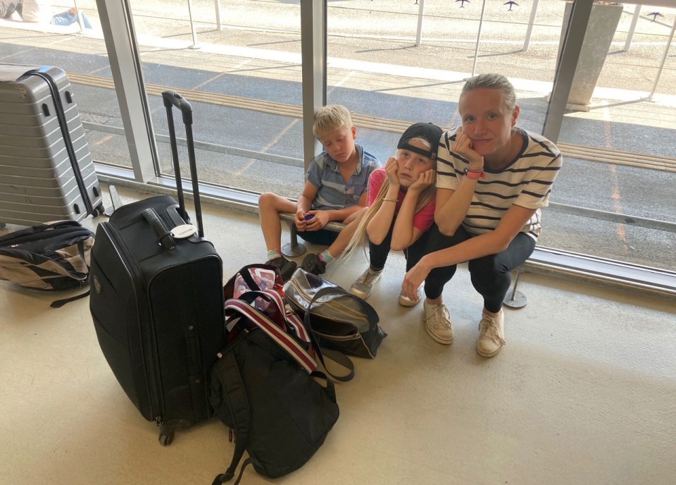 Rory Dollard, wife Joanne and children Emily and Arthur, stranded at Bergerac airport