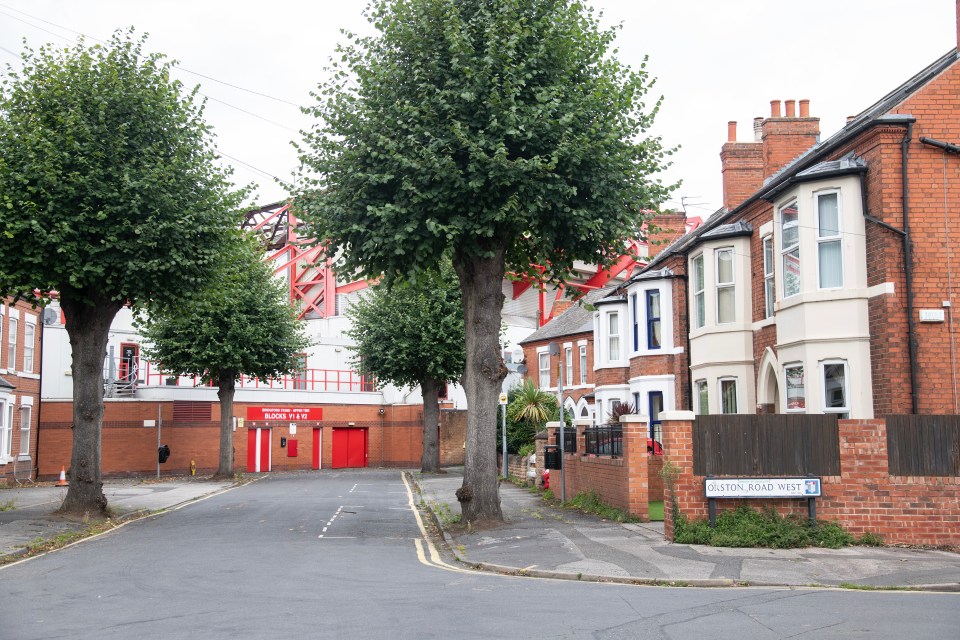 The quiet street comes alive on matchdays with TV vans and thousands of football fans