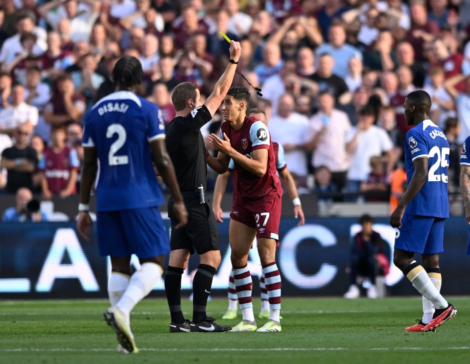 Nayef Aguerd got his marching orders after receiving a second yellow card