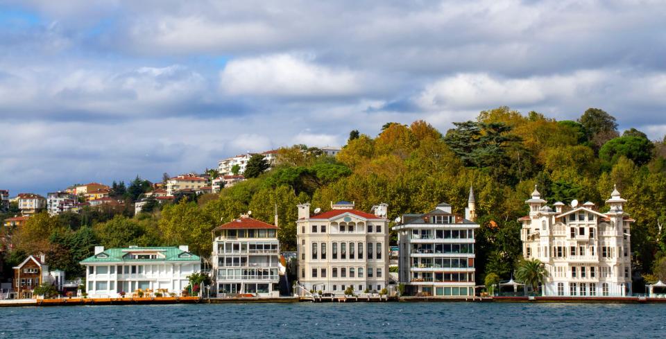 Palatial homes on the Bosphorus in Turkey