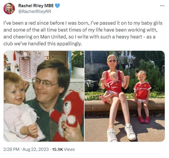 Rachel shared her feelings alongside two pictures on her Twitter