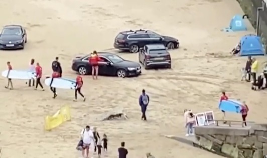 Three cars were stranded on the beach earlier this month