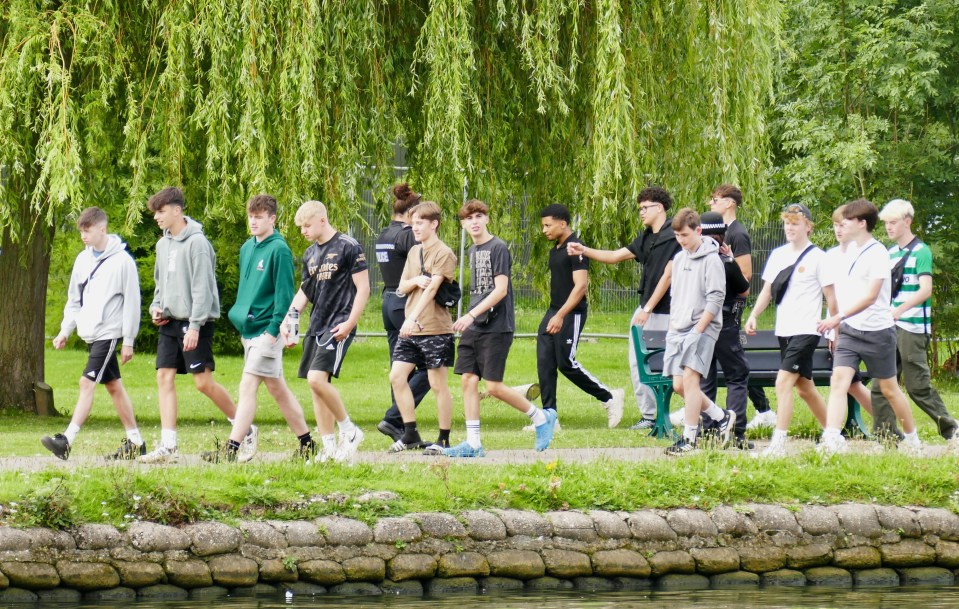 A group of lads roll into Reading Festival on Friday ahead of this year’s event