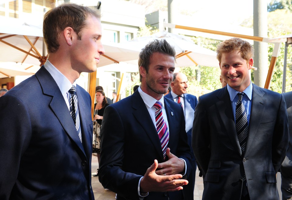 GCJKNN Prince William and Prince Harry with David Beckham at an FA reception at the Saxon Hotel in Johannesberg.