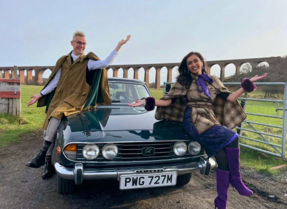 The TV presenter posted a behind-the-scenes sneak images from the set of Antiques Road Trip in Scotland