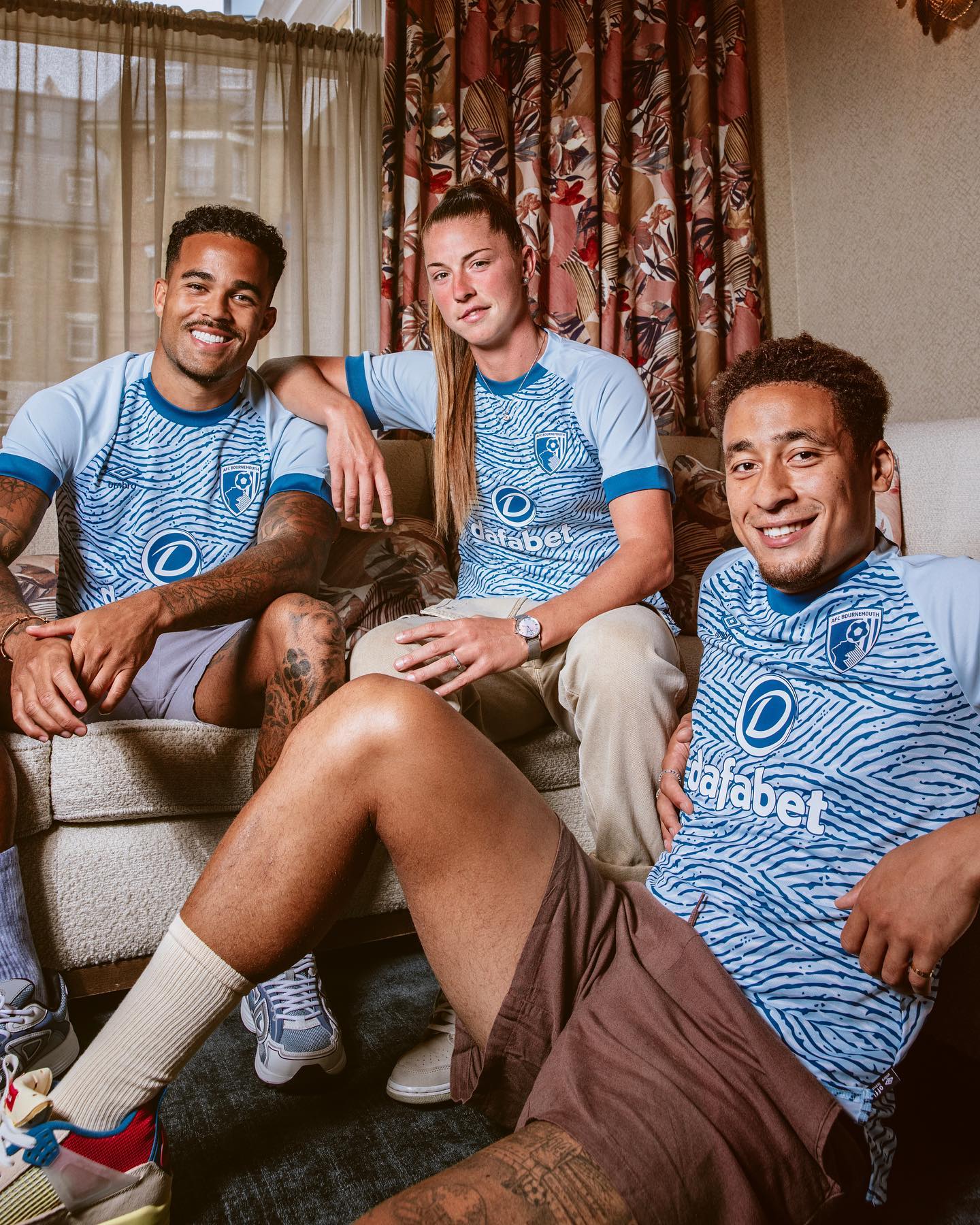 Light blue away kit complete with wavy dark blue lines – it’s very Bournemouth indeed