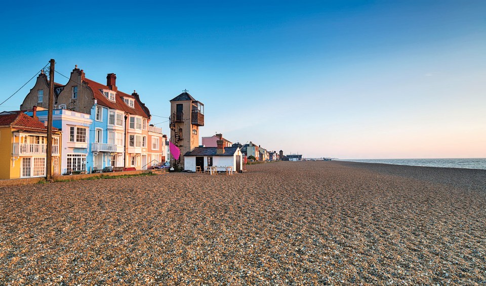 The seafront and beach at Aldeburgh on the Suffolk coast