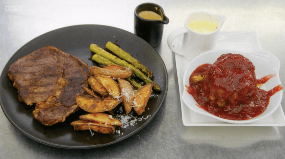 He also made a steak and wedges dinner and jam and custard sponge – from scratch