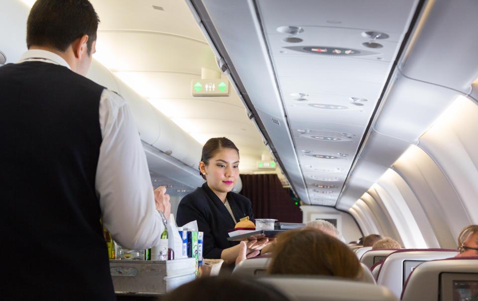 The flight attendant wasn't happy when he pressed the call bell (stock image)