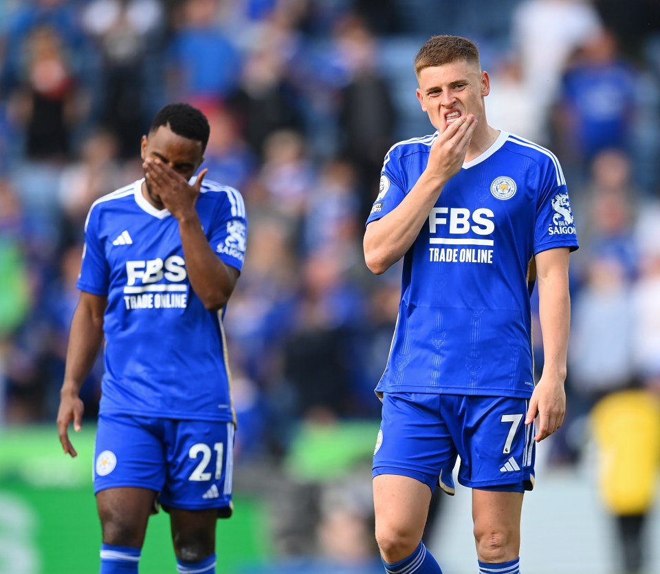 Harvey Barnes and Ricardo Pereira are gutted as Leicester's relegation is confirmed despite their last-day victory against West Ham