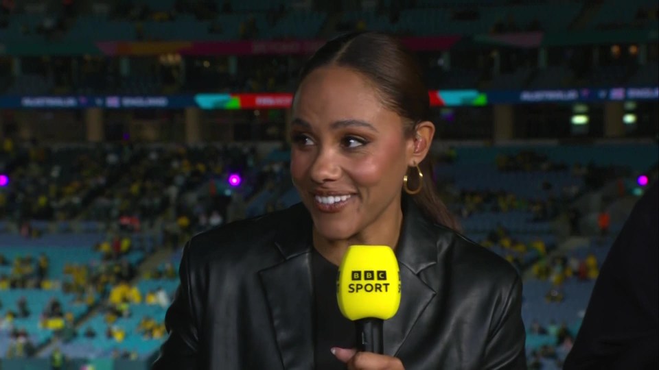 Alex Scott cheekily joked one of her former England pals was ‘in a mood’ live on BBC