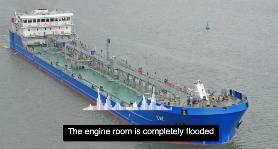 The crew appealed for help after the engine room was 'completely flooded'