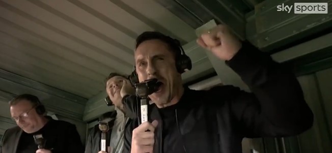 Gary Neville celebrated wildly after Salford beat Leeds on penalties