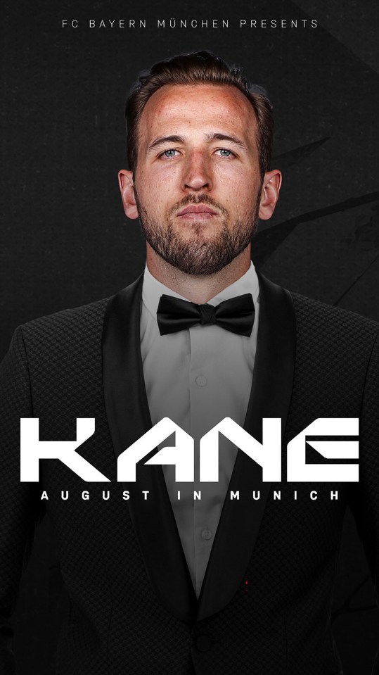 Bayern announced the deal with a video of Kane suited and booted at a cinema