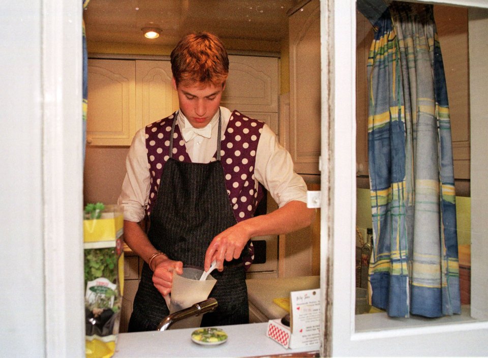 Prince William pictured in the kitchen at Eton College