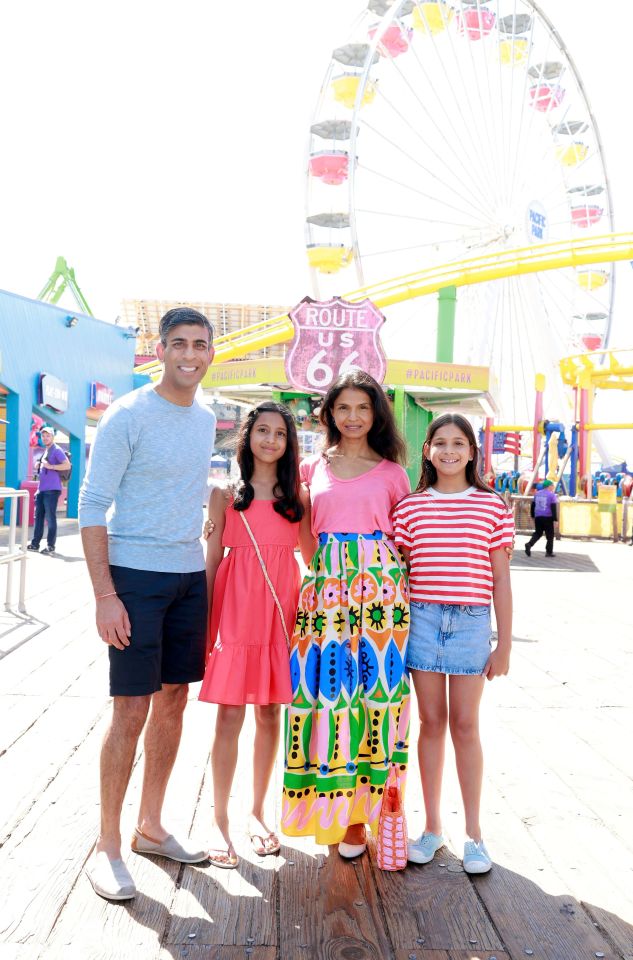 The family were all smiles as they spent time together on their summer break in the USA