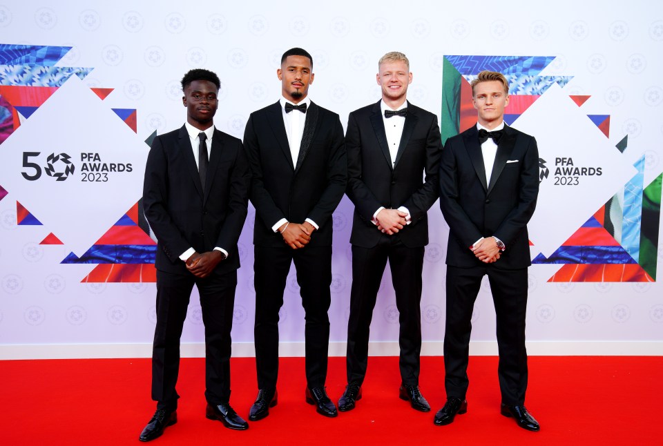 Saka was joined by Arsenal pals William Saliba, Aaron Ramsdale and Martin Odegaard