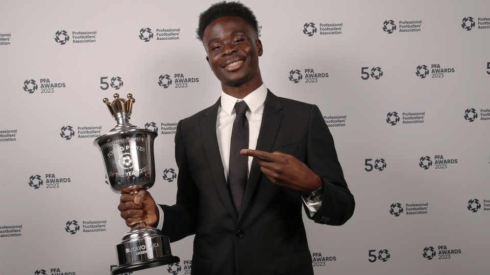 Arsenal's Bukayo Saka was crowned PFA Young Player of the Year