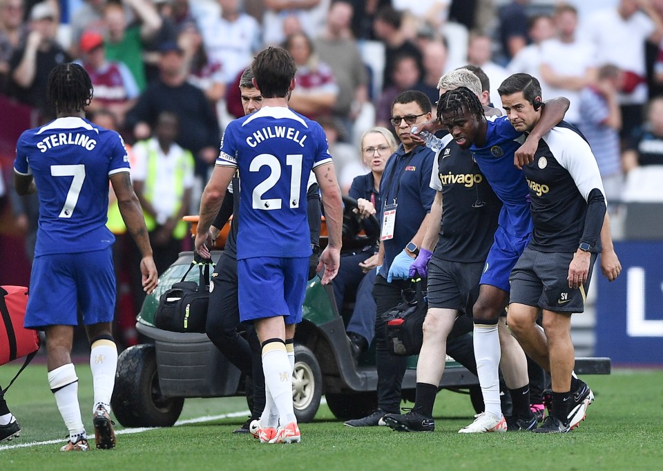 Carney Chukwuemeka was carried off after suffering a knee injury