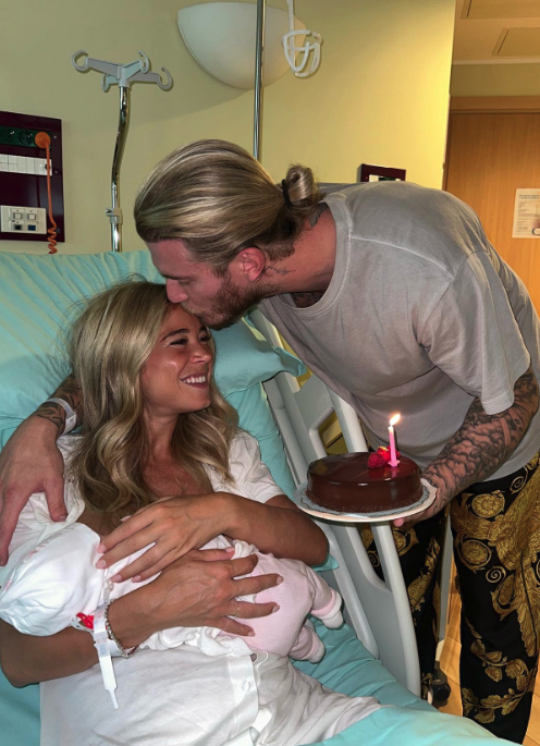 The footballer brought Diletta a cake to her hospital bed as she gave birth to their first child on her own birthday