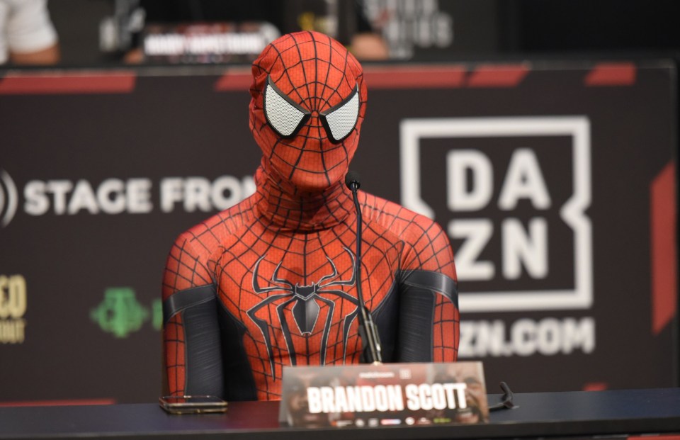 Brandon Scott came to the press conference dressed as Spider-Man