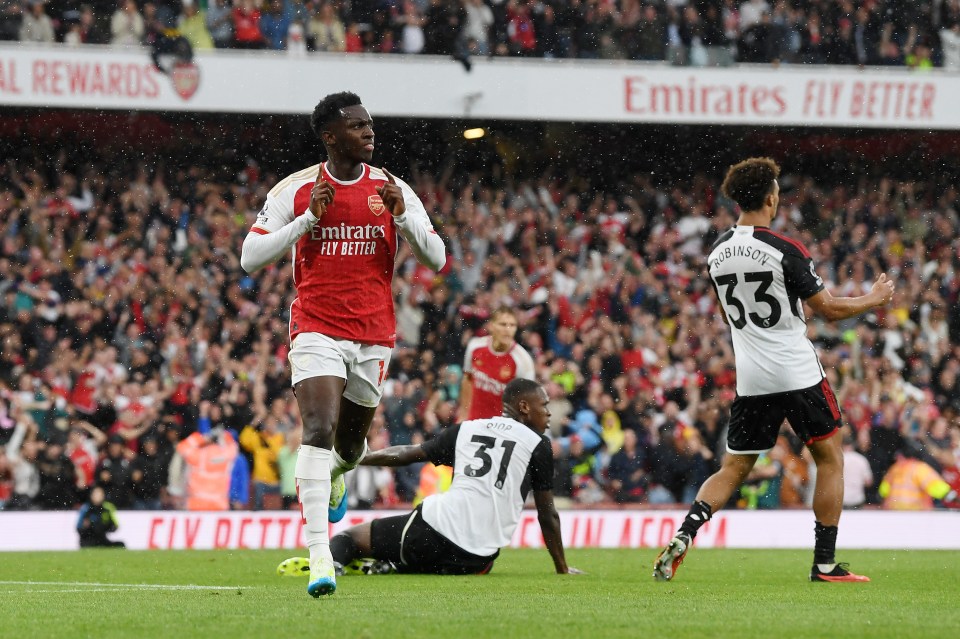 Eddie Nketiah scored Arsenal's second goal against Fulham