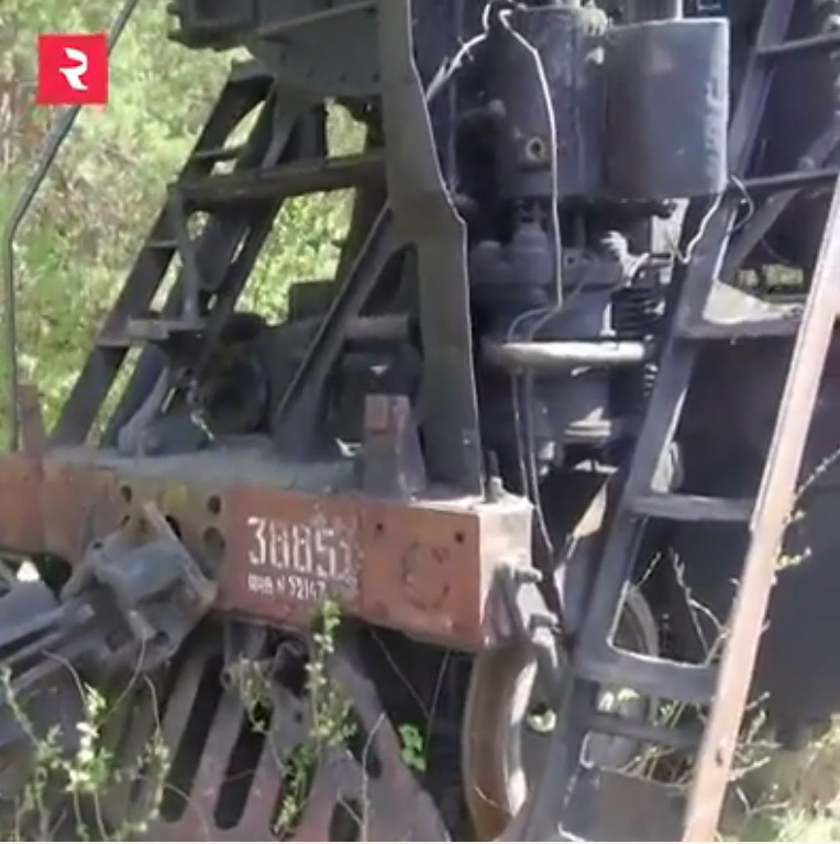 Spooky markings remain on these Soviet-era locomotives