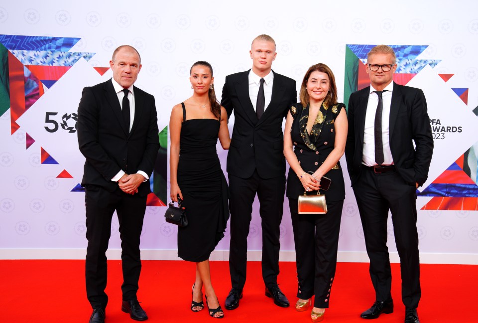 Dapper Haaland walked the red carpet with girlfriend Isabel Haugseng Johansen and family including dad Alfie