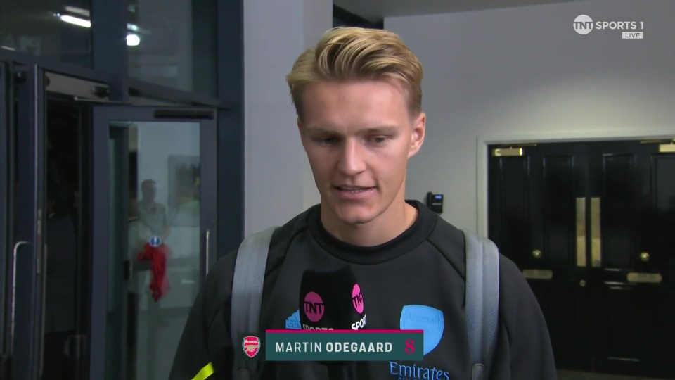 The broadcasters interviewed Martin Odegaard as he arrived at the Emirates