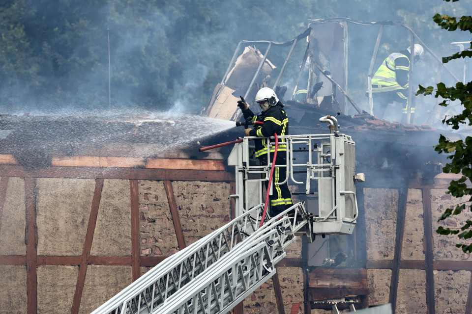 More than a dozen people were rescued from the cottage