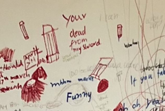 Another part of the wall said 'you're dead from my sword'