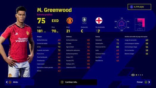 Greenwood has been included in the Man United squad in the eFootball game