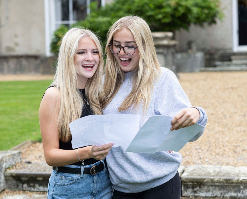 At St Gabriels School in Newbury students Tilly and Grace celebrate their results.