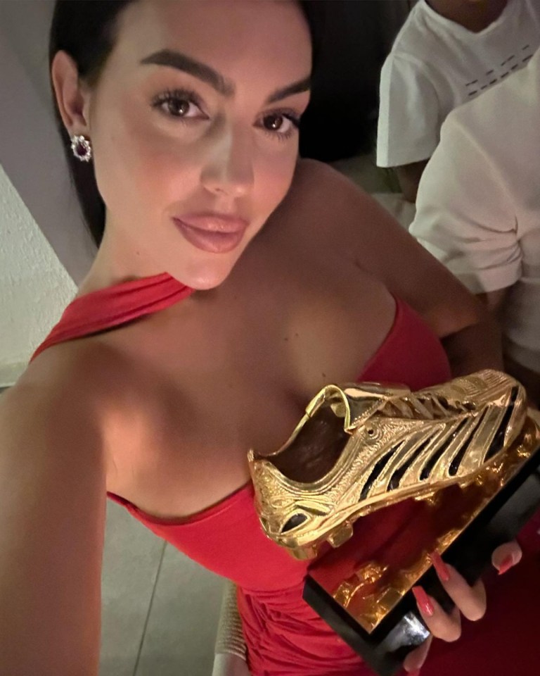 Georgina celebrated Ronaldo's first Al-Nassr trophy in a stunning red dress