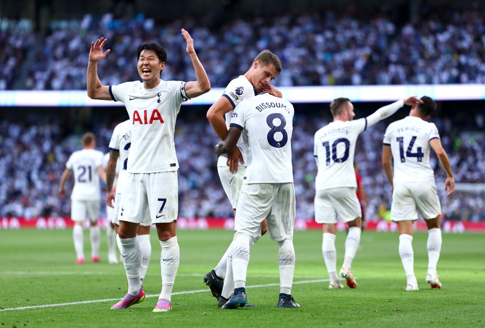 Spurs celebrate their second goal