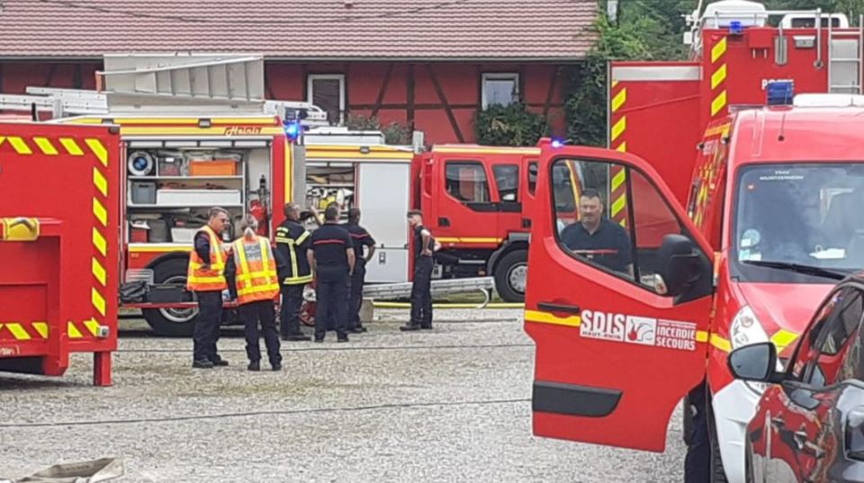 Firefighters working at the scene in Wintzenheim