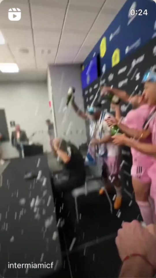 Inter's stars soaked their boss in champagne during his post-game press conference