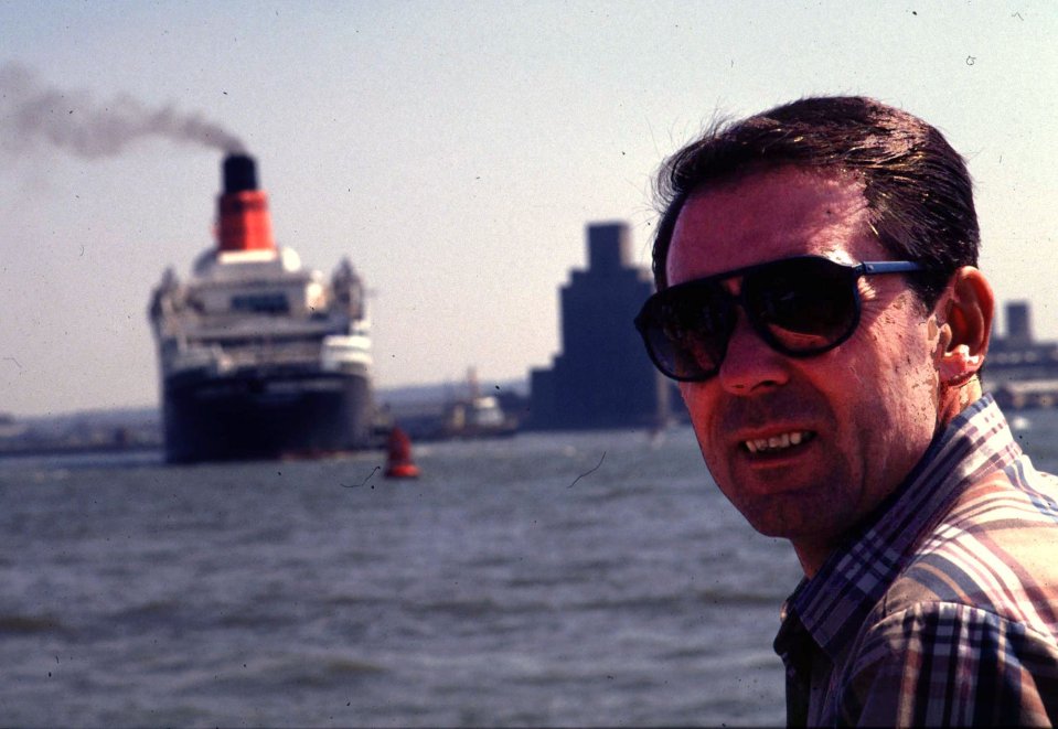 Ronald Platt, pictured watching the QE2 sail away in New York in 1996