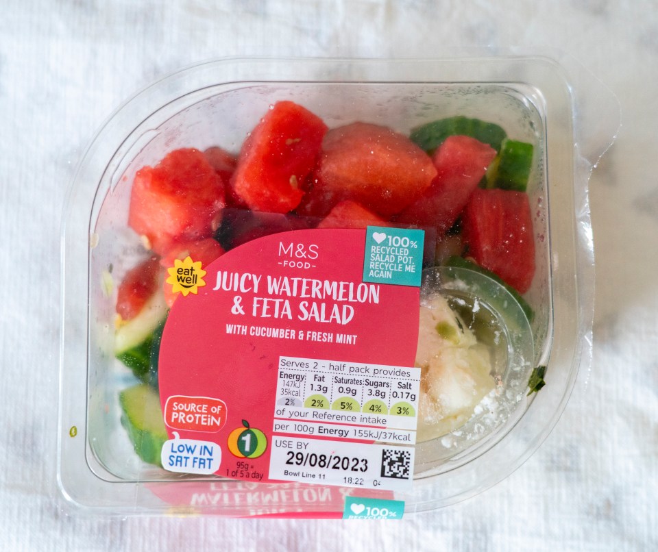 M&S, £2.70. Per serving (half pack) – 35kcal (2%) 1.3g fat (2%)