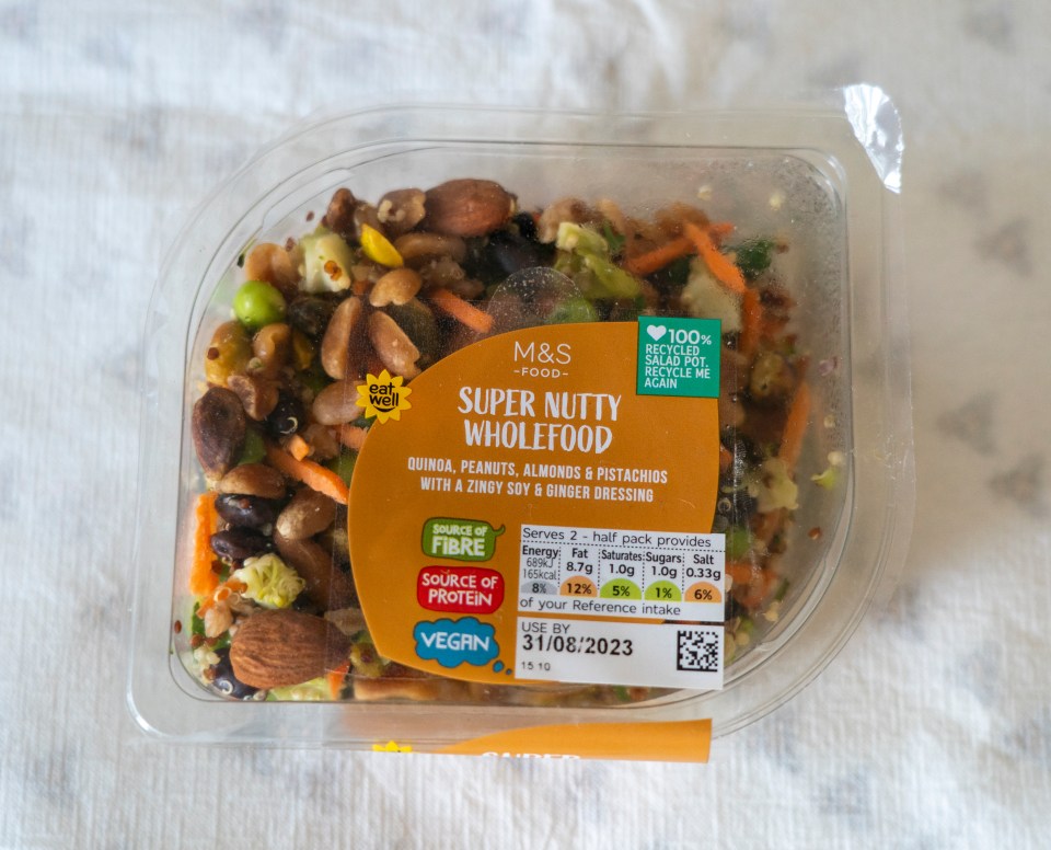 M&S, £2.70. Per serving (half pack) – 165 kcal (8%) 8.7g fat (12%)